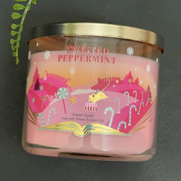 BBW Twisted Peppermint Bath & Body Works 3 Wick Candle - Picture 5 of 10